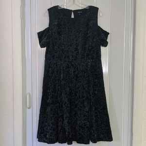 Torrid Green Velvet Cheetah Off Shoulder Dress
